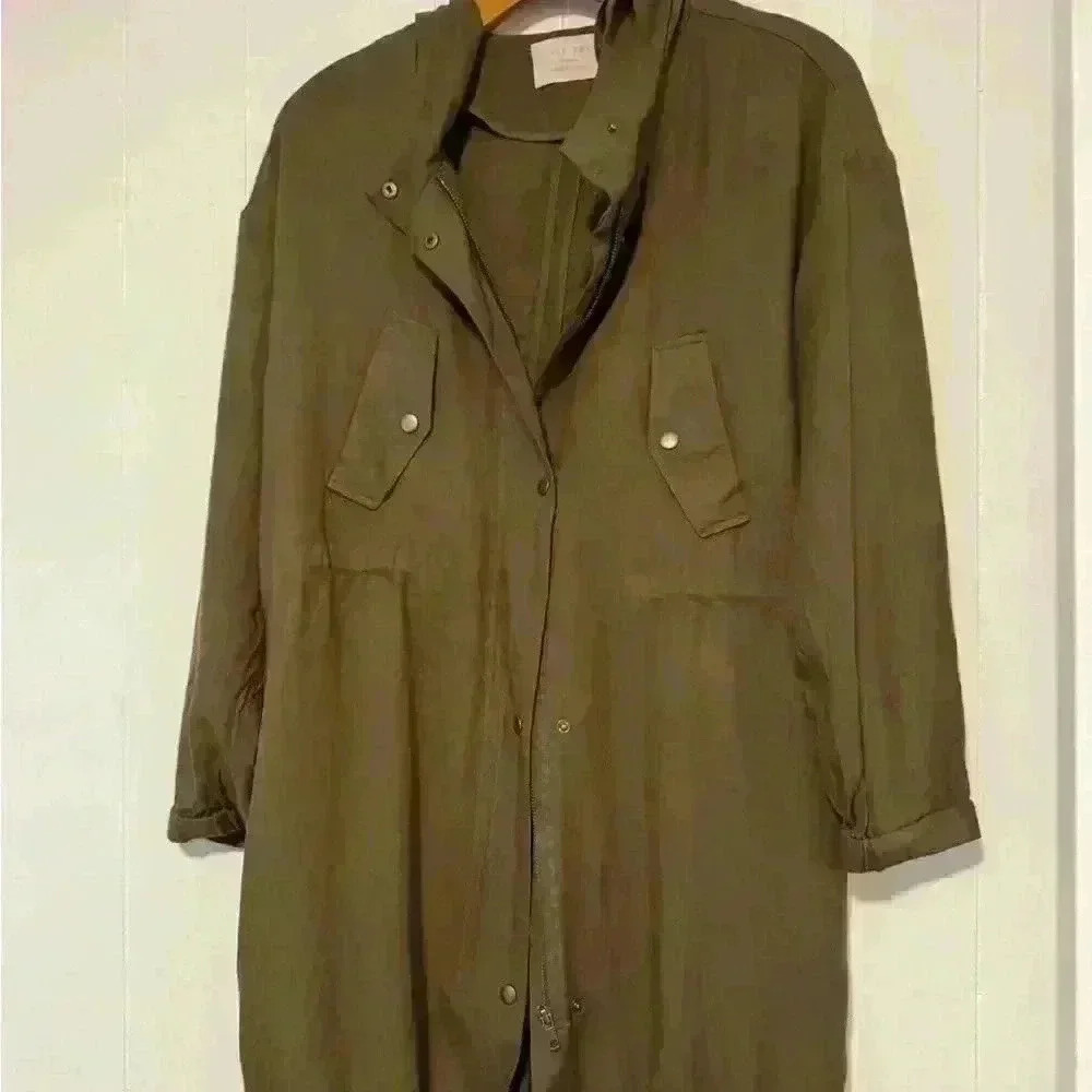 Love Tree Lightweight Olive Green Military Style Hooded Jacket Womens,Size M